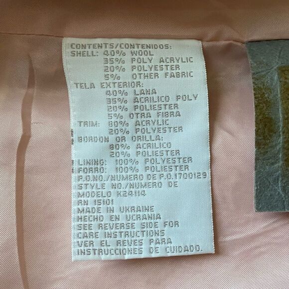 Mudd Vintage Wool Blend Pink Tweed Jacket Coat Womens Size Large Pockets Lined - Picture 10 of 10